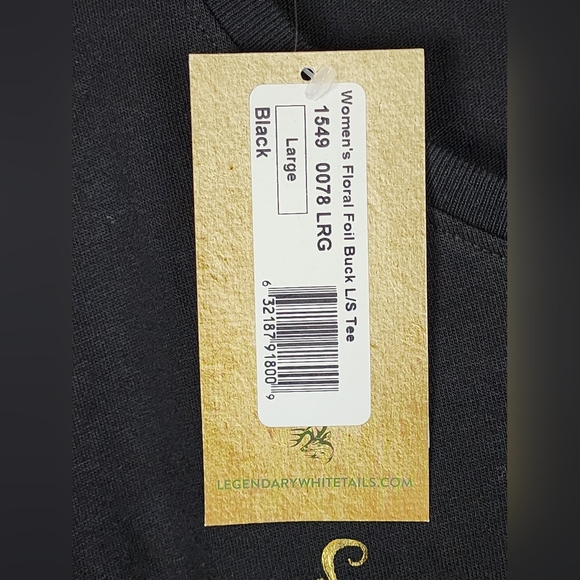 Legendary Whitetails black long sleeve T with gold foil deer design Large NEW - Picture 5 of 6